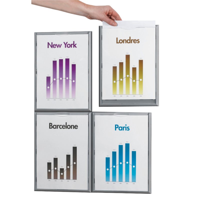 PAPERFLOW affichage mural info A3, aluminium-gris